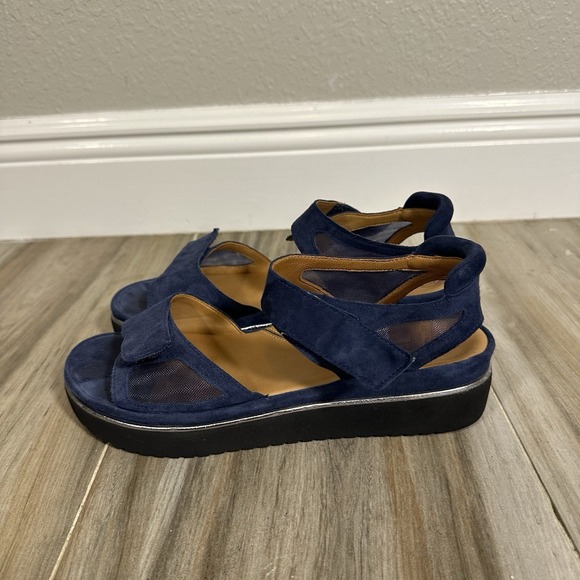 L'Amour Des Pieds Arna Navy Suede Mesh Platform Sandals Womens 8M Coastal Beach - Picture 3 of 13